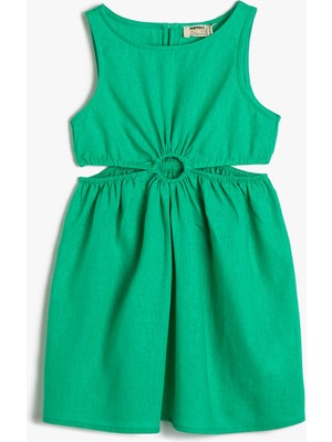 Koton Düz Yeşil Kız Çocuk Diz Altı Elbise 3SKG80076AW