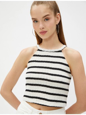 Koton Crop Atlet Halter Yaka Triko Ajurlu Dar Kesim