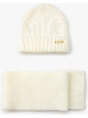 Koton Atkı Bere Seti Triko Etiket Detaylı 2'li