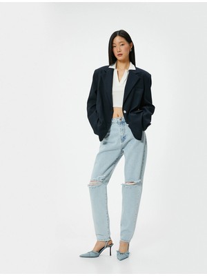 Koton Rahat Kesim Yüksek Bel Kot Pantolon - Mom Jeans