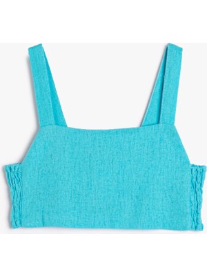 Koton Crop Keten Bluz Askılı Arkası Pencere Detaylı Gipeli