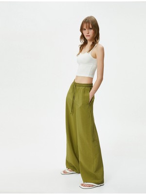 Koton Bol Paça Pantolon Beli Lastikli Viskon