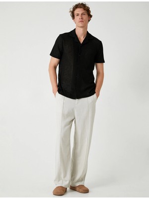 Koton Kısa Kollu Gömlek Yarı Transparan Dokulu