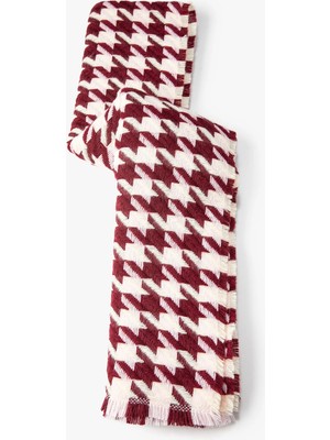 Koton Atkı Kazayağı Desenli Yumuşak Dokulu Püsküllü