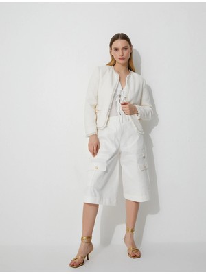 Koton Bermuda Şort Kargo Cepli Pamuklu Gold Düğmeli