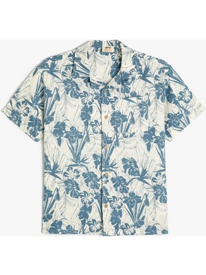 Koton Çiçek Desenli Kısa Kollu Erkek Çocuk Gömlek Ekru Renk Günlük Stil