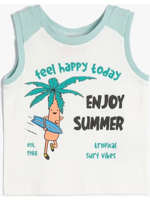 Koton Atlet Pamuklu Baskılı Yuvarlak Yaka