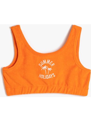 Koton Kız Çocuk Crop Atlet Pamuklu Havlu Kumaş Yuvarlak Yaka İşleme Detaylı