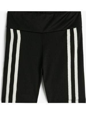 Koton Kısa Tayt Renk Bloklu Beli Lastikli