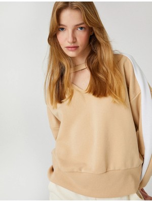 Koton Bisiklet Yaka Sweatshirt Rahat Kesim Uzun Kollu Ribanalı