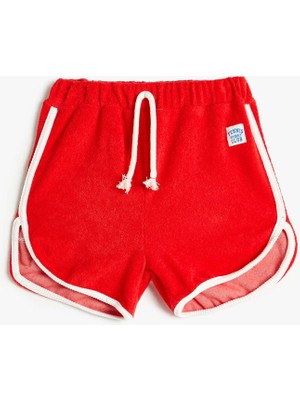 Koton Şort Havlu Kumaş Şerit Detaylı Beli Lastikli Pamuklu