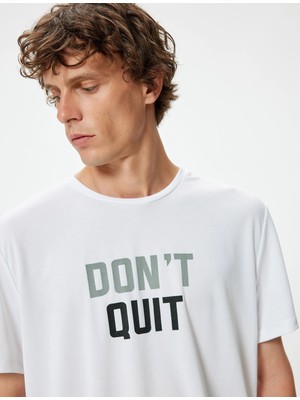 Koton Spor Tişört Slogan Baskılı Bisiklet Yaka Kısa Kollu