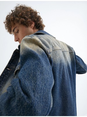 Koton Oversize Kot Ceket Yıkamalı Klasik Yaka Cep Detaylı Düğmeli