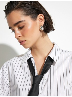 Koton Crop Tişört Uzun Kollu Klasik Yaka Düğmeli