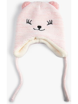 Koton Kulak Kapaklı Örgü Bere Ayı Işlemeli Içi Polarlı