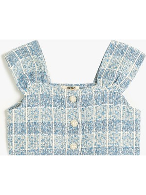 Koton Crop Tüvit Bluz Kolsuz Inci Düğme Detaylı