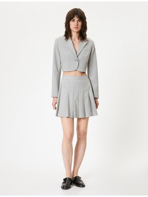 Koton Kalın Pileli Mini Etek Fermuarlı