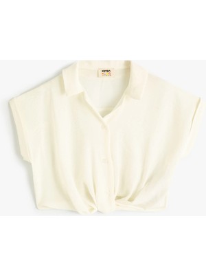 Koton Crop Gömlek Kısa Kollu  Önden Bağlamalı