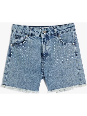 Koton Kot Şort Yüksek Bel Pul Detaylı Pamuklu