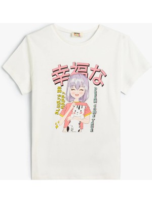 Koton Anime Tişört Kısa Kollu Bisiklet Yaka Pamuklu