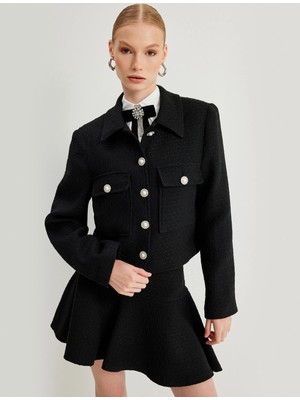 Koton Mini Tüvit Kloş Etek Belden Oturtmalı Yün Karışımlı