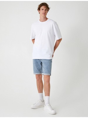 Koton Slim Fit Kot Şort Bermuda Cep Detaylı Pamuklu