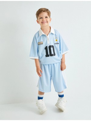 Koton Beli Bağlamalı Renk Bloklu Oversize Şort Erkek Çocuk 6 - 7 Yaş Rahat Kesim