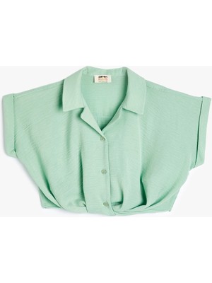 Koton Crop Gömlek Kısa Kollu  Önden Bağlamalı