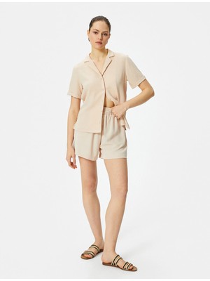 Koton Kısa Kollu Gömlek Düğmeli Dokulu Standart Kesim