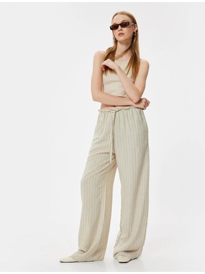 Koton Oversize Pantolon Beli Bağcıklı Fırfır Detaylı Cepli
