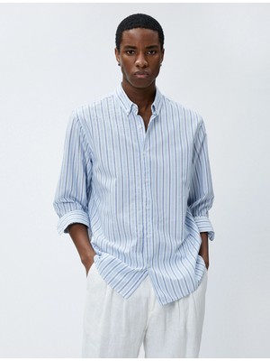 Koton Klasik Manşet Yaka Gömlek Düğmeli Uzun Kollu