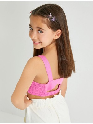 Koton Crop Keten Bluz Askılı Arkası Pencere Detaylı Gipeli