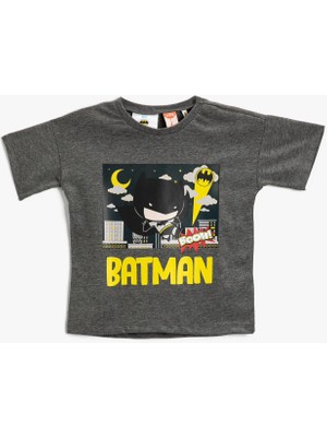 Koton Batman Lisanslı Baskılı Bisiklet Yaka Kısa Kollu Tişört Pamuklu