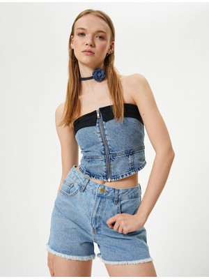 Koton Kot Şort Yüksek Bel Cepli