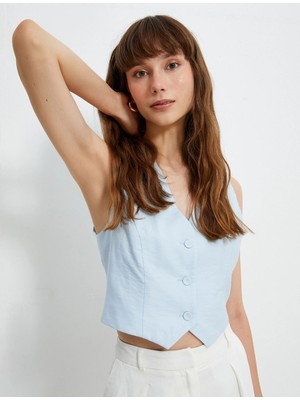 Koton Melis Ağazat x Koton - Düğmeli V Yaka Yelek