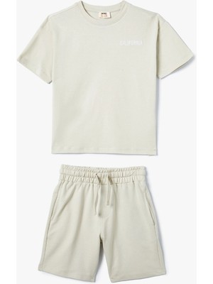 Koton 2'li Basic Tişört Şort Seti Baskı Detaylı