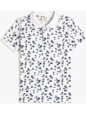 Koton Baskılı Beyaz Erkek Çocuk Polo T-Shirt 3SKB10024TK