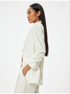 Koton Keten Kruvaze Blazer Ceket Astarlı Kapaklı Cep Detaylı