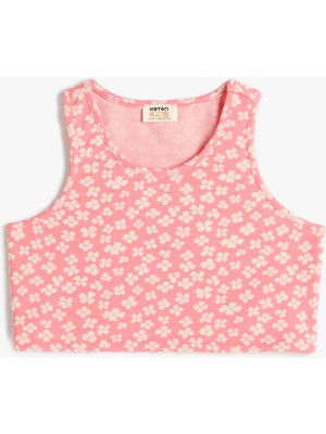 Koton Crop Atlet Kolsuz Çiçekli Bisiklet Yaka