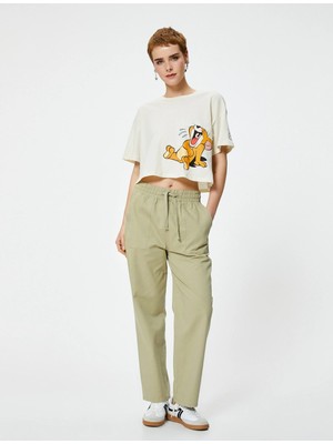 Koton Kanvas Pantolon Pamuklu Rahat Kalıp Beli Bağlamalı