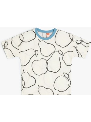 Koton Tişört Kısa Kollu Bisiklet Yaka Meyve Baskılı Pamuklu