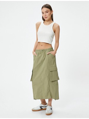 Koton Kargo Midi Etek Paraşüt Kumaş Beli Lastikli Stoper Detaylı
