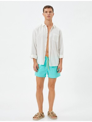 Koton Deniz Şortu Kısa Beli Bağcıklı Cepli