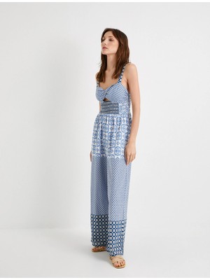 Koton Bol Paça Tulum Desenli Pencere Detaylı Askılı Gipeli Pamuklu