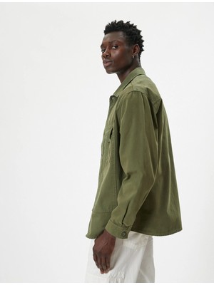 Koton Oversize Gömlek Ceket Kapaklı Cep Detaylı