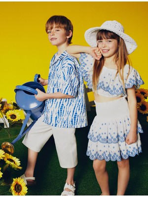 Koton Gömlek Kısa Kollu Cepli Pamuklu Soyut Desenli