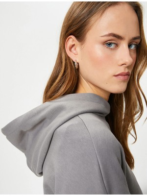 Koton Basic Kapşonlu Sweatshirt Pamuk Karışımlı