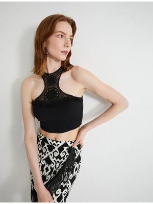 Koton Kroşe Atlet Halter Yaka Crop