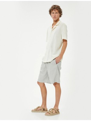 Koton Oversize Şort Keten Bermuda Beli Bağcıklı Cep Detaylı