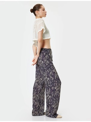 Koton Viskon Pantolon Beli Bağcıklı Düz Uzun Paça